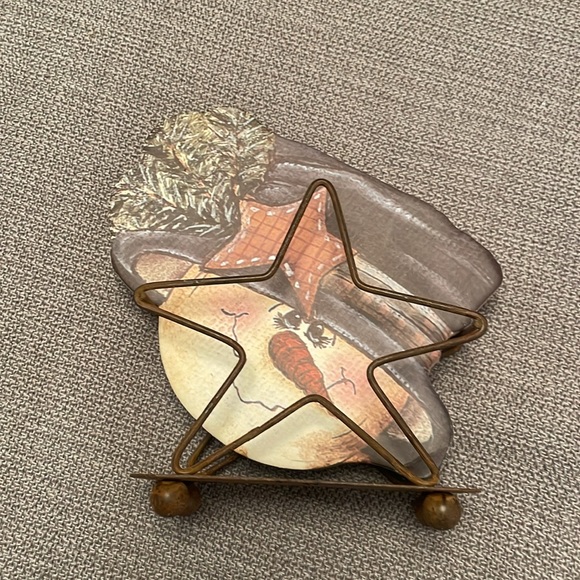 Snowmen Coaster Set of 4 with Metal Star Holder Winter Christmas - Picture 11 of 11